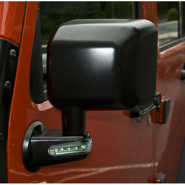 Door Mirror, Left, LED Turn Signal, Black; 07-18 Jeep Wrangler JK - 1