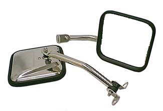 Door Mirror Kit, CJ-Style, Stainless Steel; 87-95 Jeep Wrangler YJ