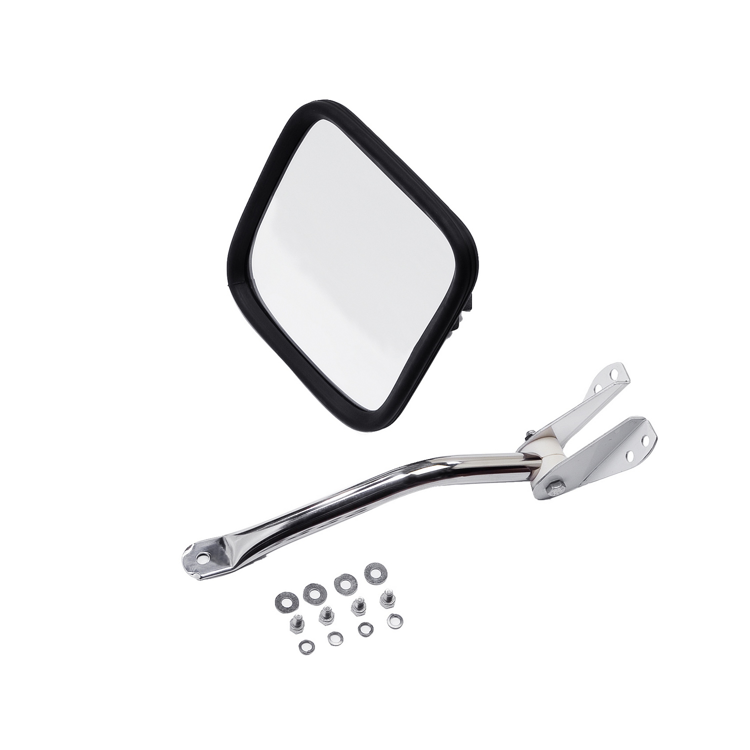Door Mirror Kit, Left, Head/Arm, Stainless Steel; 55-86 Jeep CJ