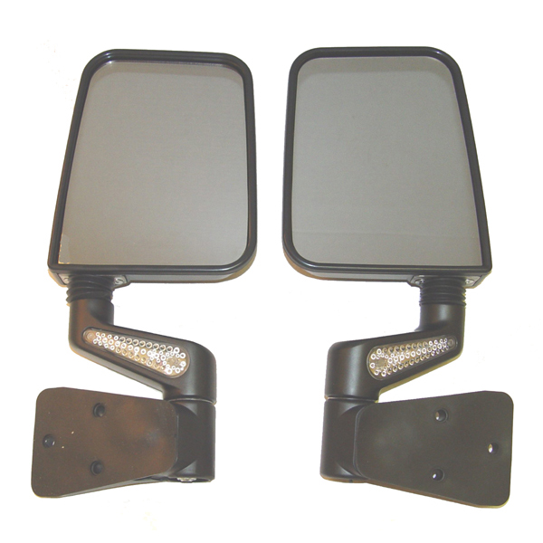 Door Mirror Kit, LED Turn Signals, Heated, Black; 87-02 Wrangler YJ/TJ - 1