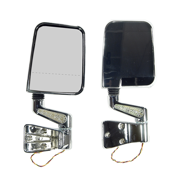 Door Mirror Kit, LED Turn Signal, Dual Focus, Chrome; 87-02 Wrangler - 1
