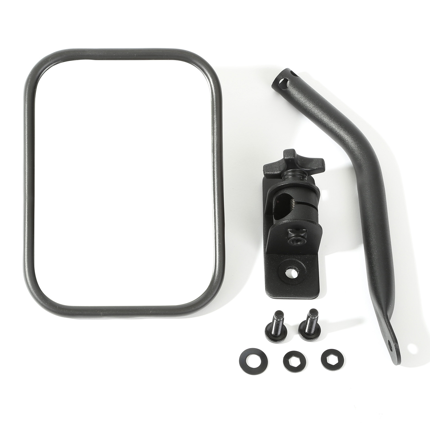 Quick Release Mirror, Rectangular, Textured Black; 97-18 Jeep Wrangler - 1