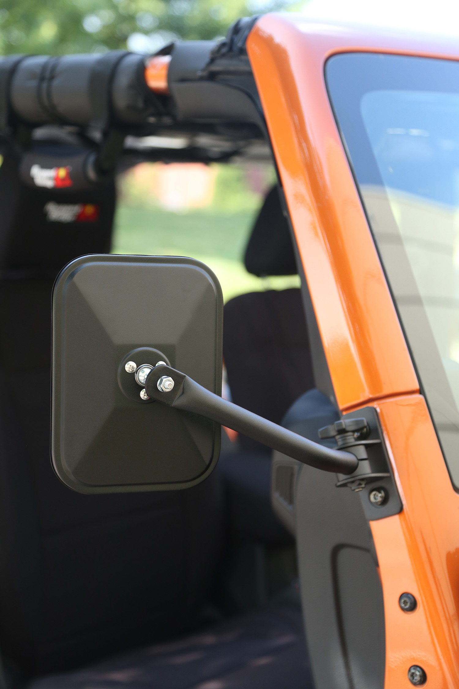 Quick Release Mirror, Rectangular, Textured Black; 97-18 Jeep Wrangler - 2