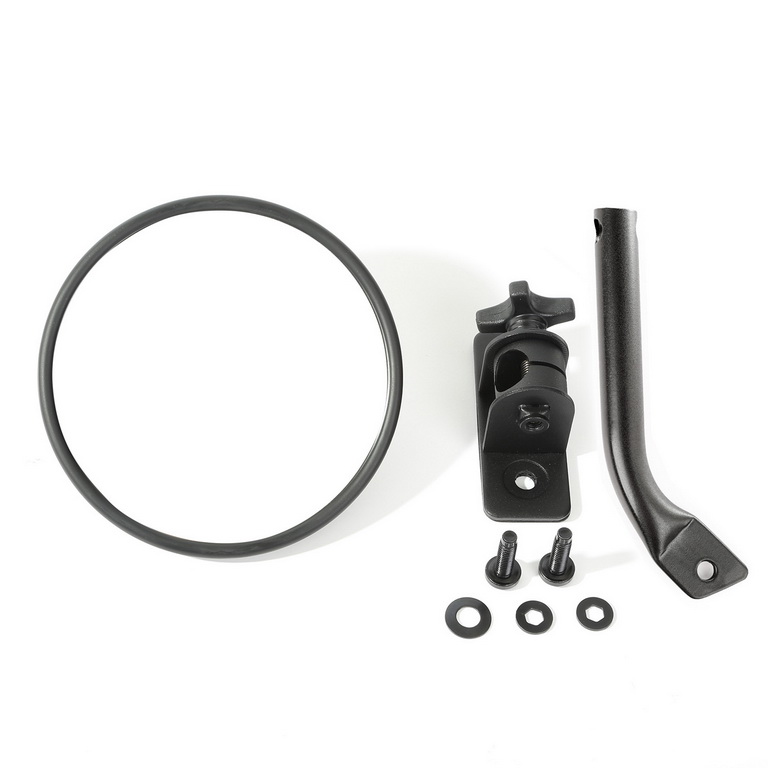 Stubby Trail Mirror, Round, Textured Black; 97-18 Jeep Wrangler JK
