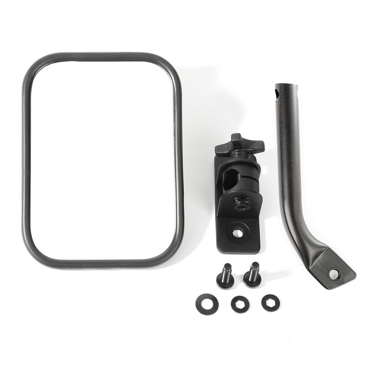 Stubby Trail Mirror, Rectangular, Txt Black; 97-18 Jeep Wrangler JK