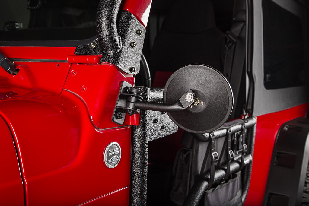 Odpinane wzmocnione lusterka, czarna tekstura, okrągłe, 97-17 Wrangler - 2