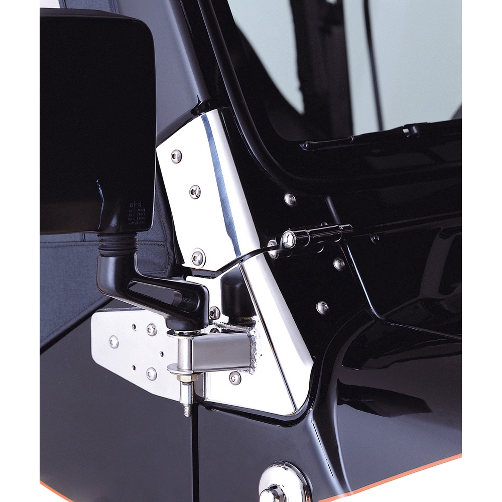 Mirror Relocation Bracket Kit, Stainless Steel; 97-02 Jeep Wrangler TJ - 1