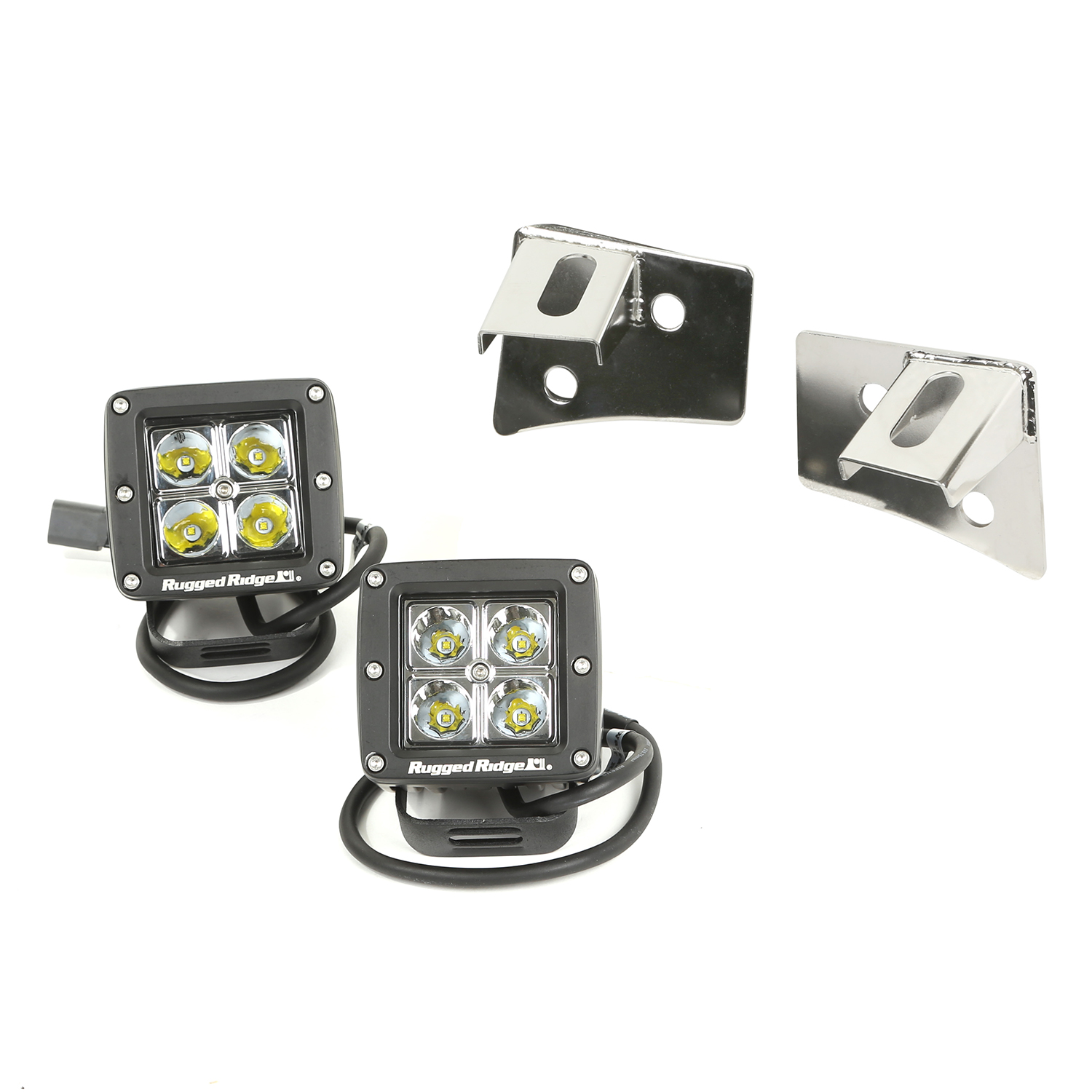 Light Kit, Windshield Mounted, Stainless Steel, Square; 07-18 Jeep JK - 1