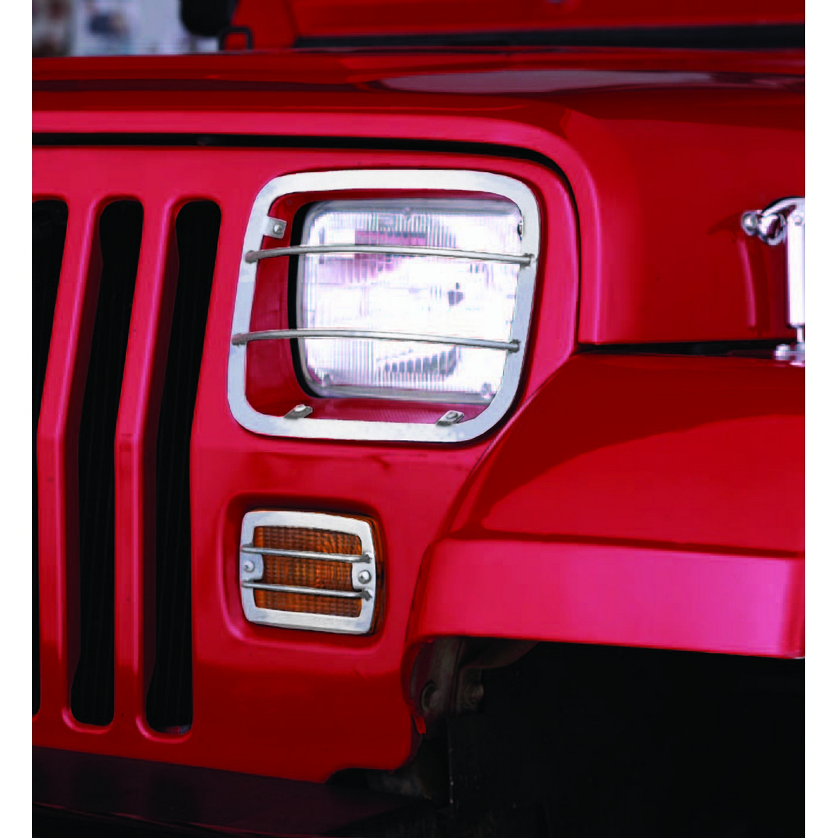 Euro Guard Kit, Headlight/Turn Signal, Stainless Steel; 87-95 Wrangler - 1