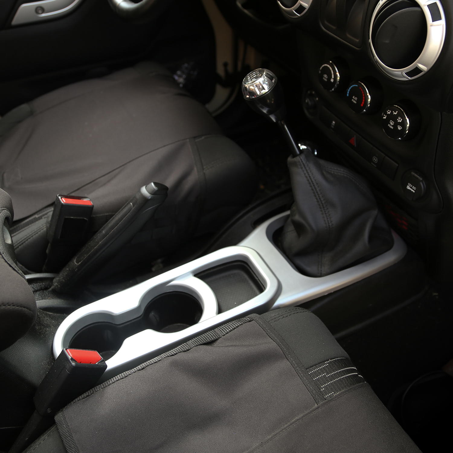Cup Holder Trim, Center Console, Brushed Silver, Manual; 11-18 JK - 1