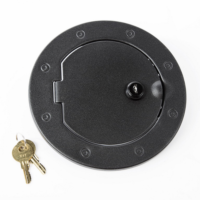 Gas Cap Door, Locking, Textured Black; 07-18 Jeep Wrangler JK/JKU - 1