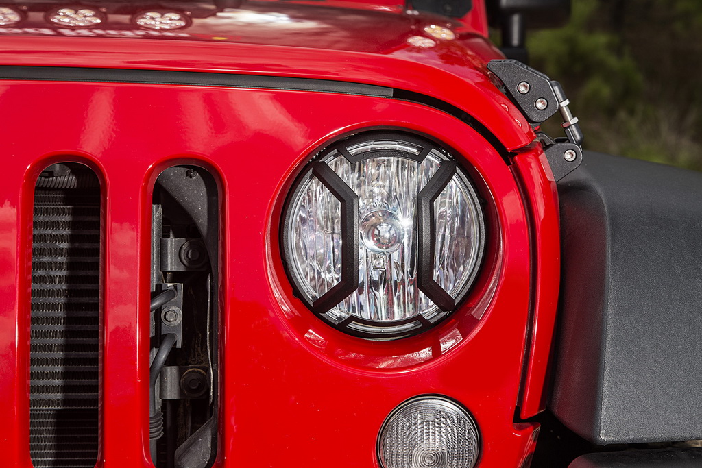 Osłony Elite lamp przednich, czarny tekstura; 07-17 Jeep JK/JKU - 5