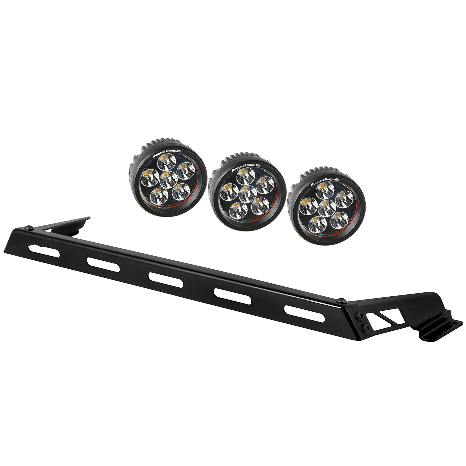 Light Bar Kit, Hood Mounted, 3 Round; 07-18 Jeep Wrangler JK