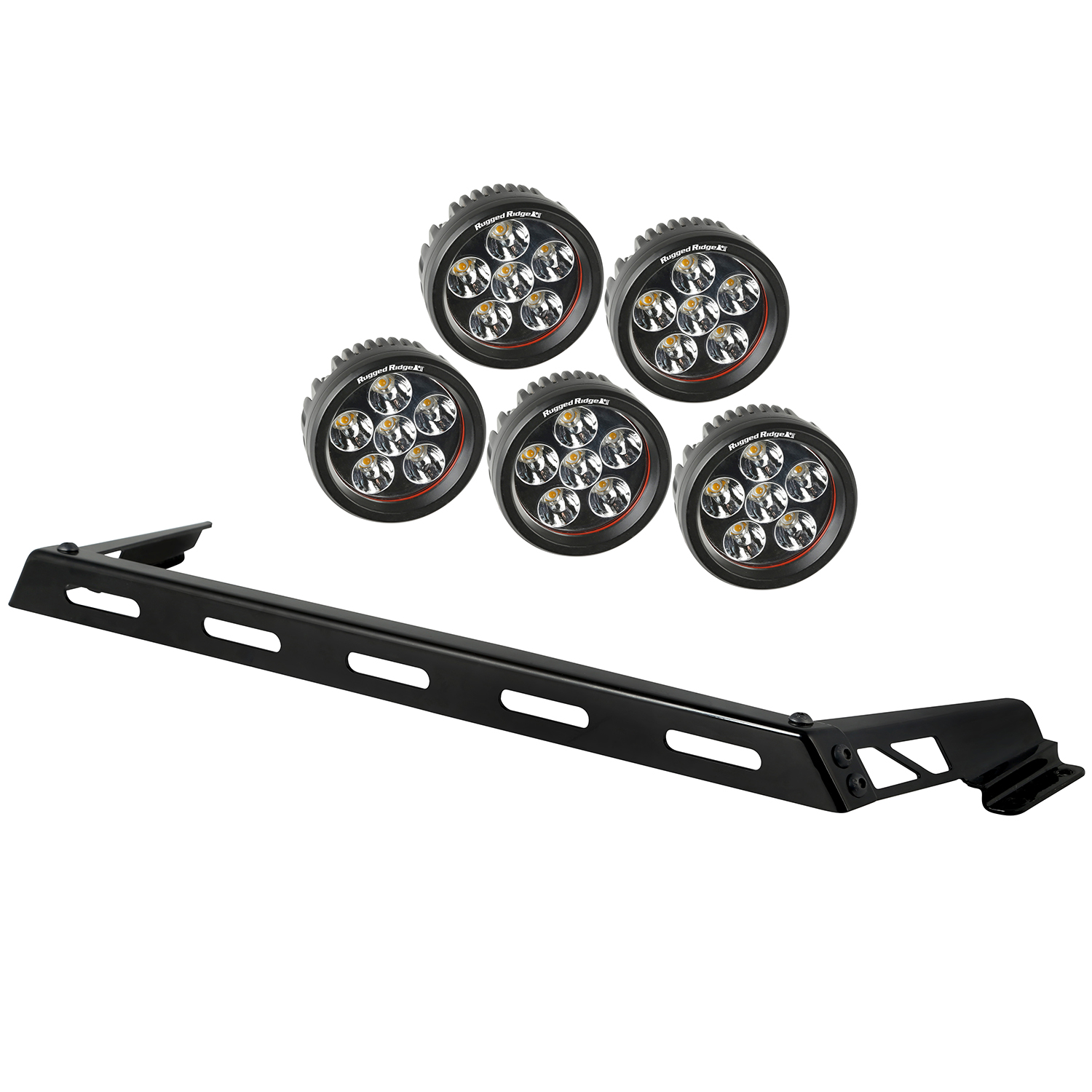 Light Bar Kit, Hood Mounted, 5 Round; 07-18 Jeep Wrangler JK