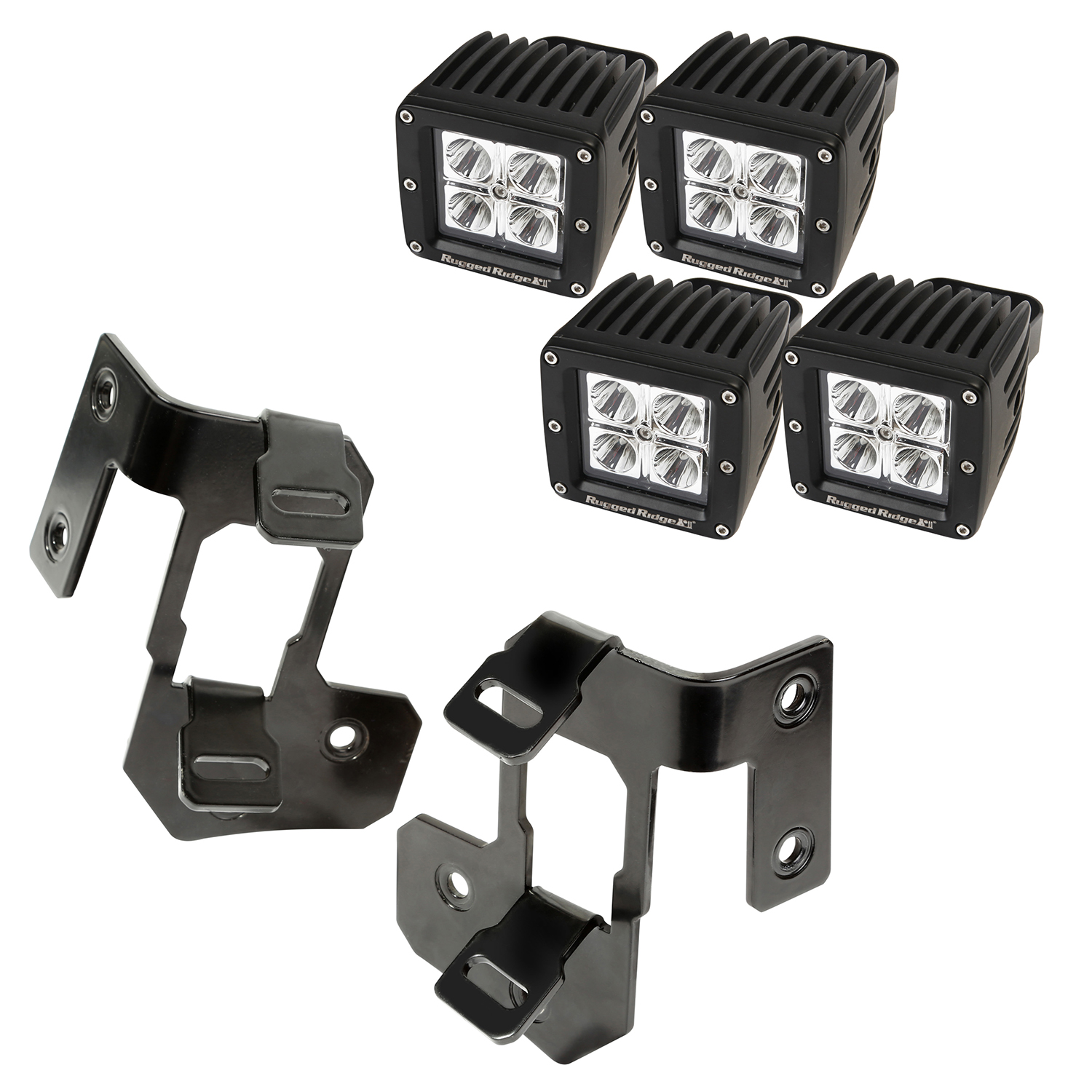 Mocowanie lampy, zestaw z kw. LED, półmat czarny, 07-15 Jeep Wrangler - 1
