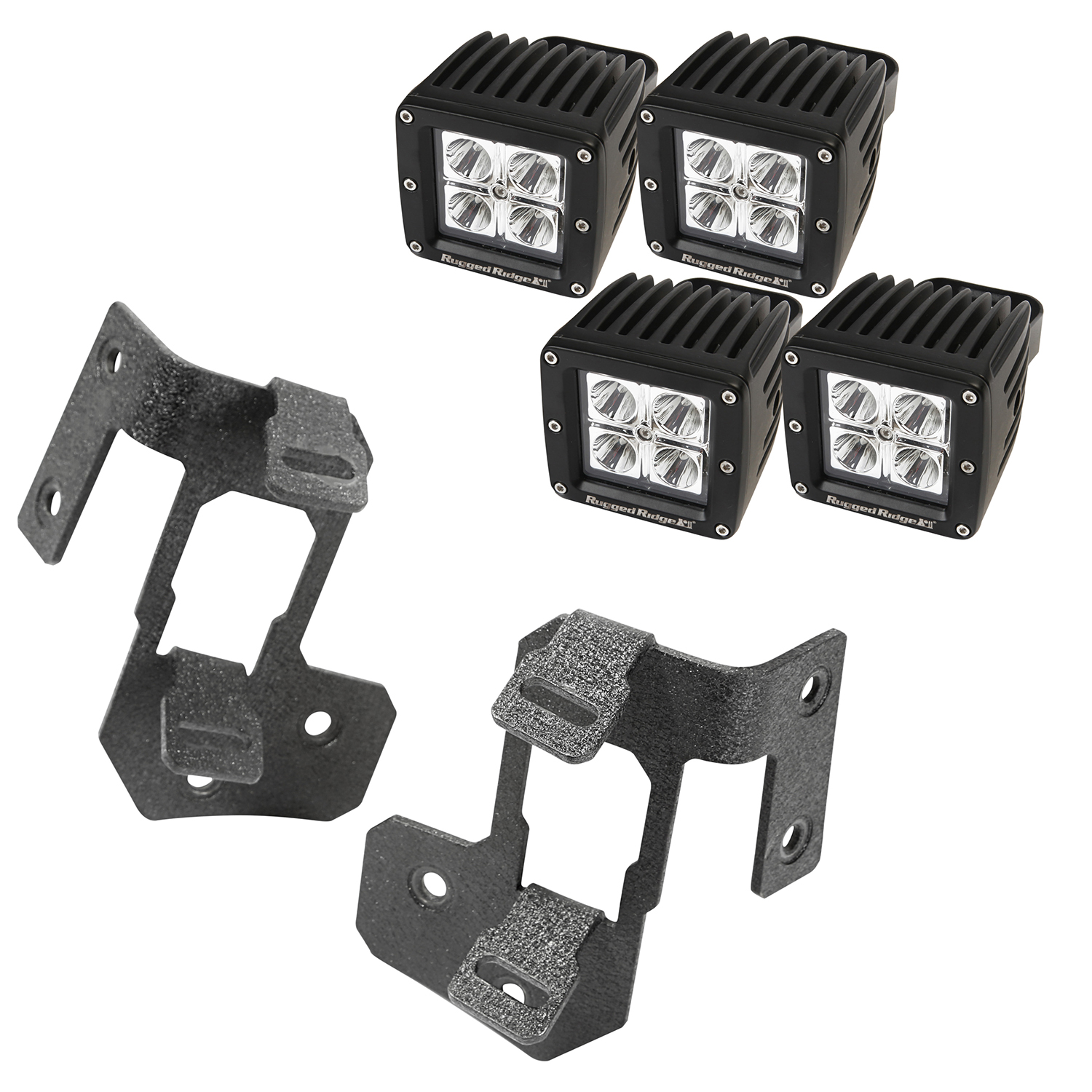 Light Mount Kit, A-Pillar, Textured Black, Square LED; 07-18 Wrangler - 1