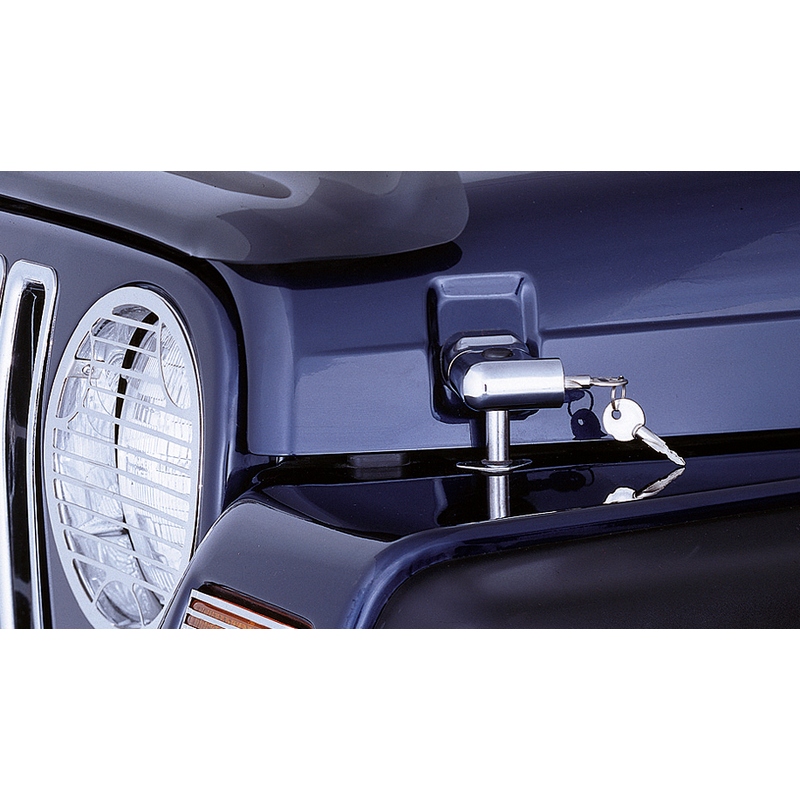 Zatrzaski maski z zamkiem, chrom, 97-06 Jeep Wrangler - 1