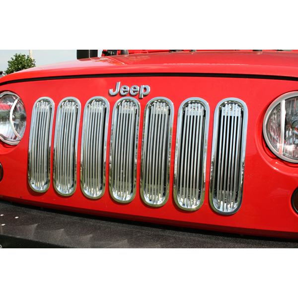 Grille Insert, Billet Style, Polished Aluminum; 07-18 Jeep Wrangler JK