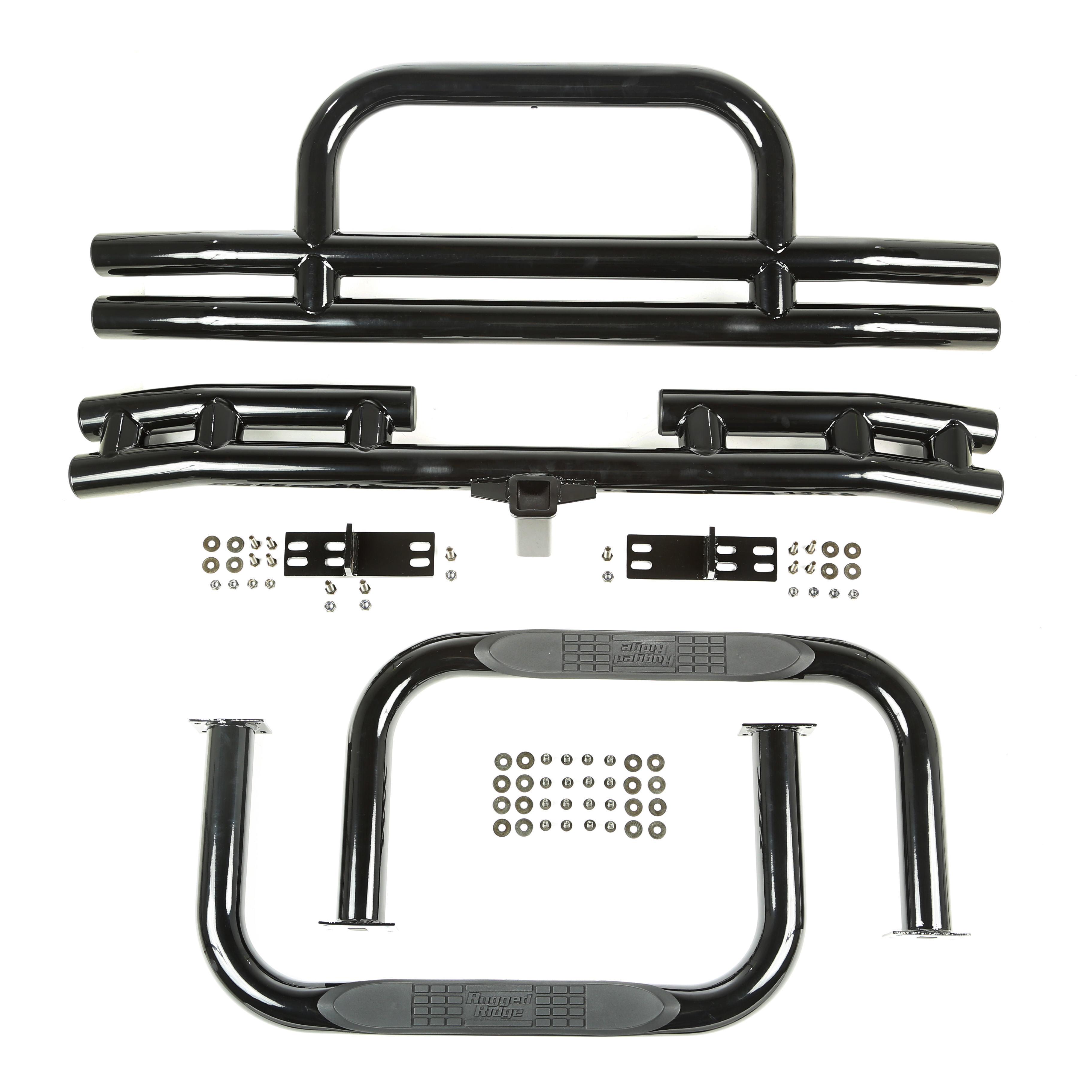 Tube Bumper Kit, 3 Inch, Side Steps, Black; 55-75 Jeep CJ - 1