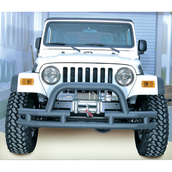 Double Tube Bumper, Front, 3 Inch, Hoop, Winch Ready; 76-06 CJ/YJ/TJ