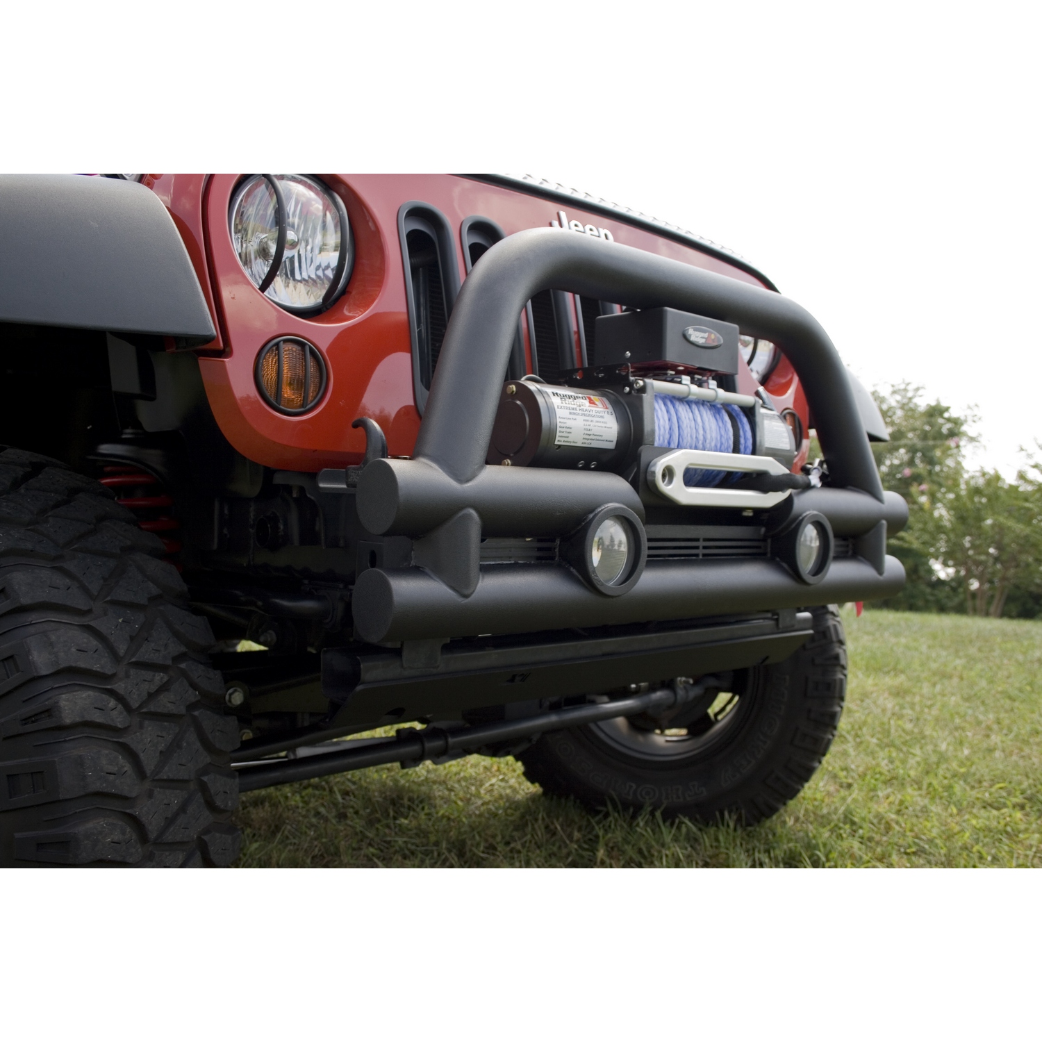 Stubby Tube Bumper, Front, 3 Inch, Winch Ready; 07-18 Jeep Wrangler JK - 1