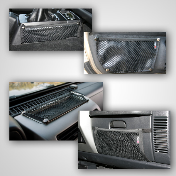 Roll Bar Mesh Storage Kit, Interior; 97-06 Jeep Wrangler TJ