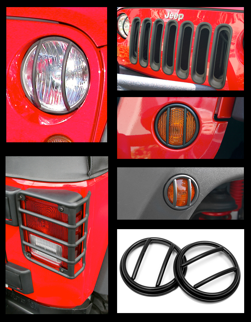 Euro Guard Kit, Black, 19 Piece; 07-18 Jeep Wrangler JK - 1
