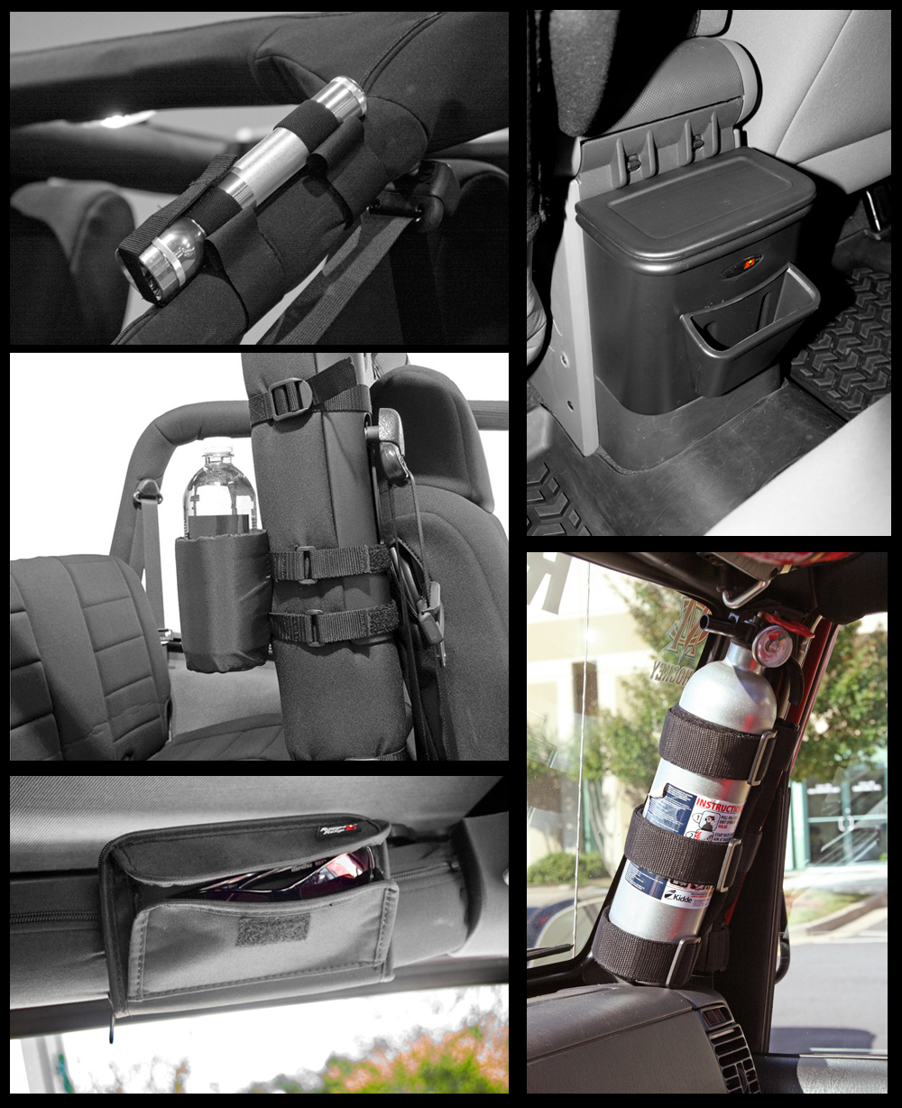 Roll Bar Storage Kit, Interior, Black; 07-10 Jeep Wrangler JK