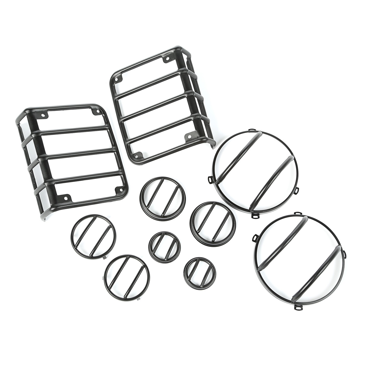 Osłony EURO, 10 el. zestaw, czarna tekstura, 07-15 Jeep Wrangler - 1