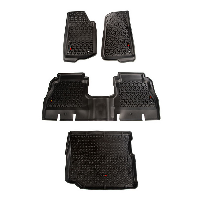 Floor Liner, Front/Rear/Cargo; Black, 2018-2020 Jeep Wrangler JL 4 Dr - 1