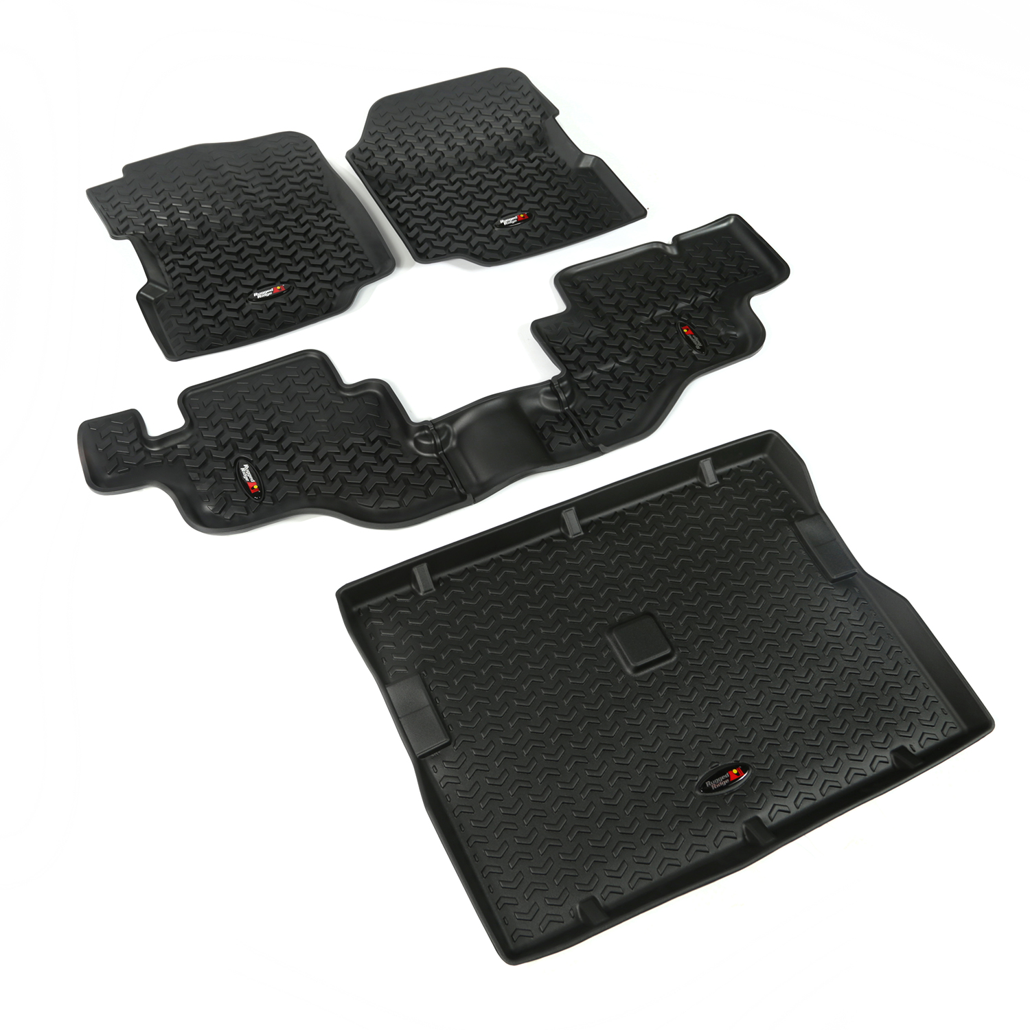 Floor Liner, Front/Rear/Cargo; Black, 1976-1995 Jeep Wrangler / CJ  - 1