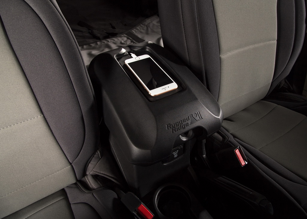 Center Console Cover, W/Phone Holder, Black; 11-18 Jeep Wrangler JK - 2