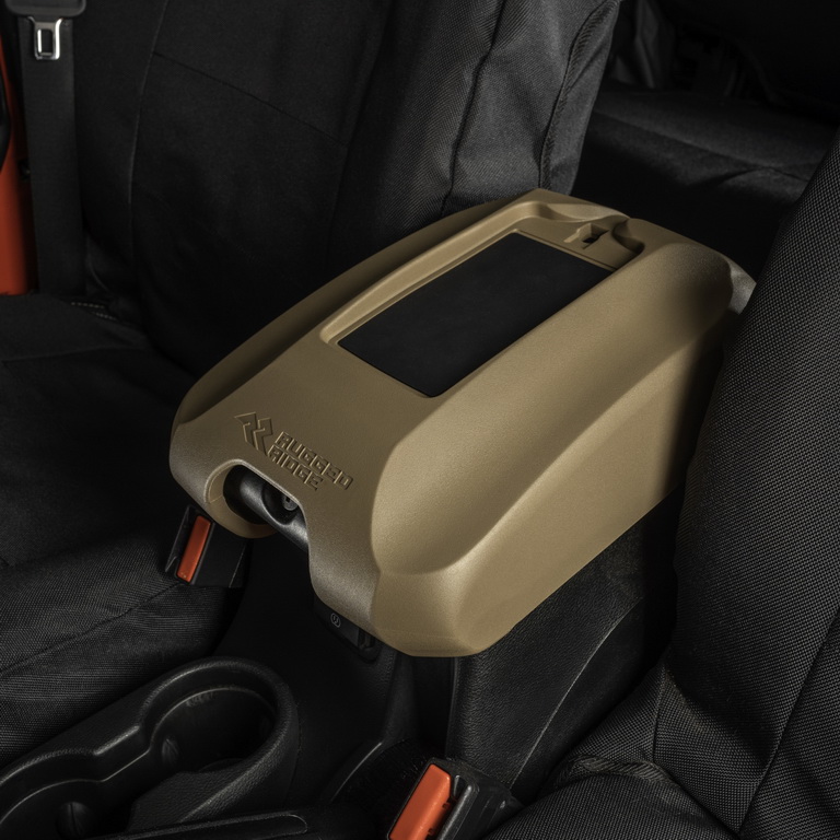 Console Cover w/Phone Holder, Tan; 11-18 Jeep Wrangler JK - 3