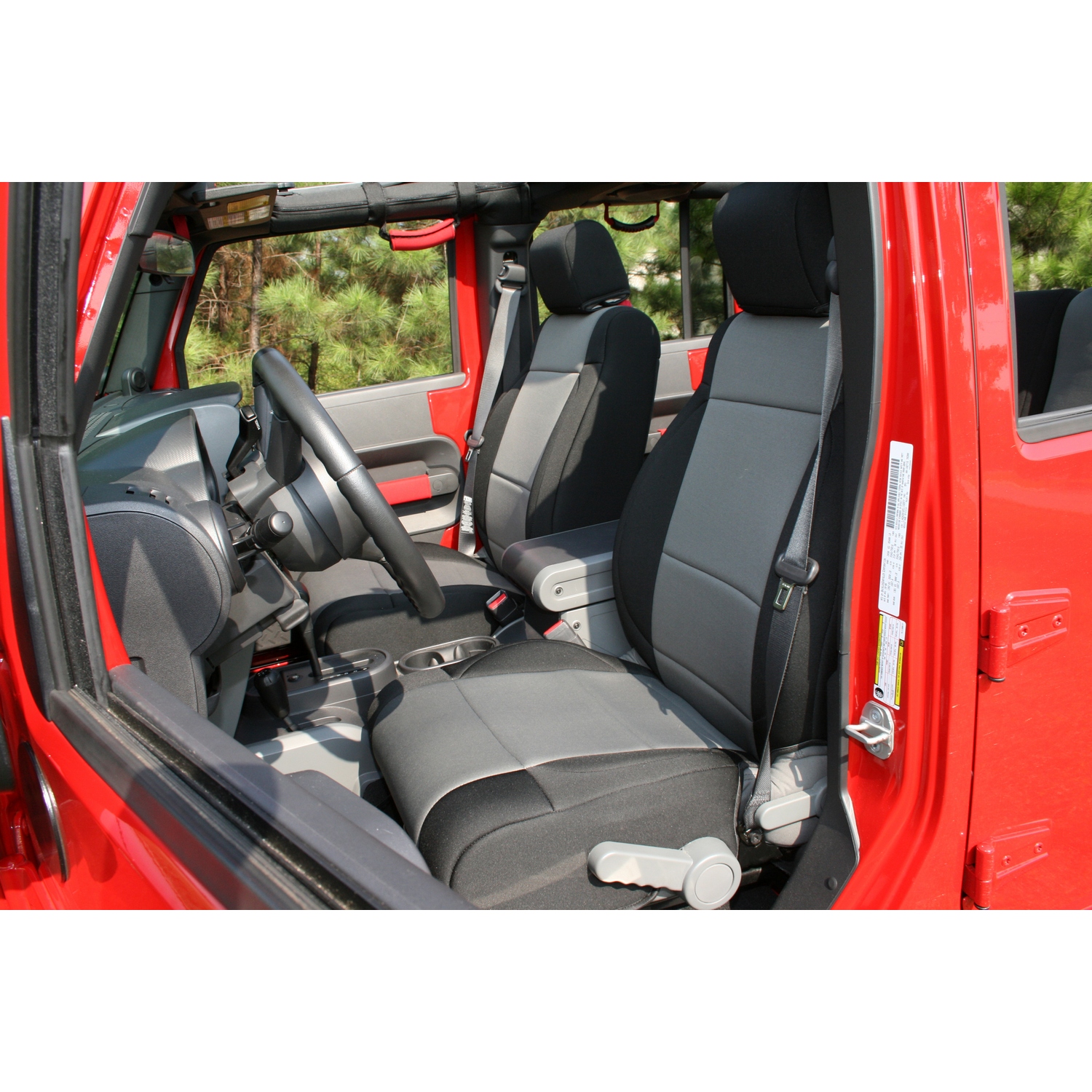 Seat Cover Kit, Front, Neoprene, Black/Gray; 07-10 Jeep Wrangler JK - 1