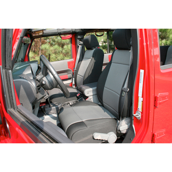 Seat Cover Kit, Front, Neoprene, Black/Gray; 11-18 Jeep Wrangler - 1