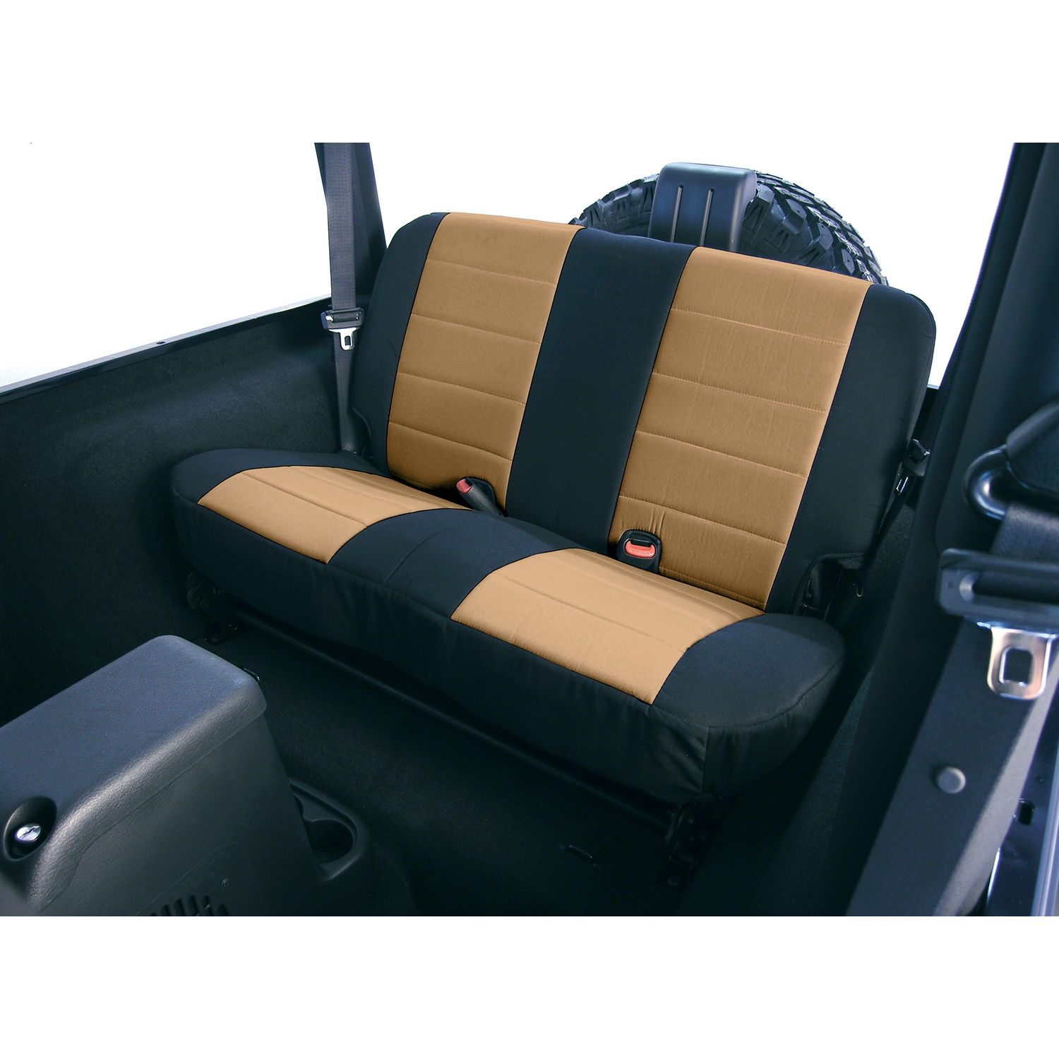 Pokrowiec tylnej kanapy czarny/tan 97-02 Jeep Wrangler TJ  - 1