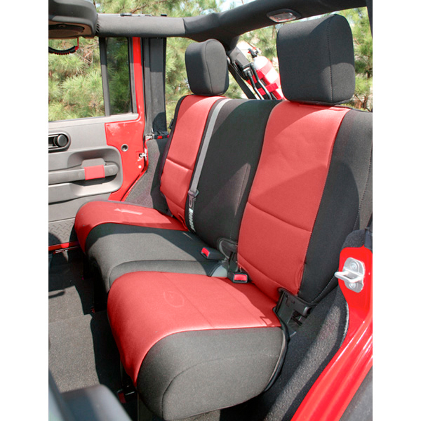Seat Cover, Rear, Neoprene Black/Red; 07-18 Jeep Wrangler JK - 1