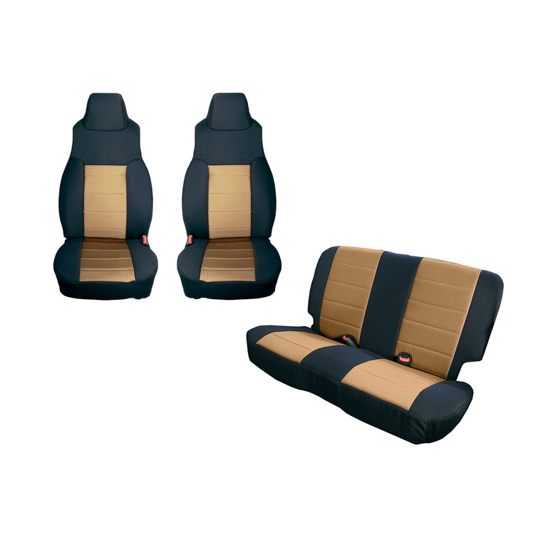 Seat Cover Kit, Black/Tan; 03-06 Jeep Wrangler TJ - 1