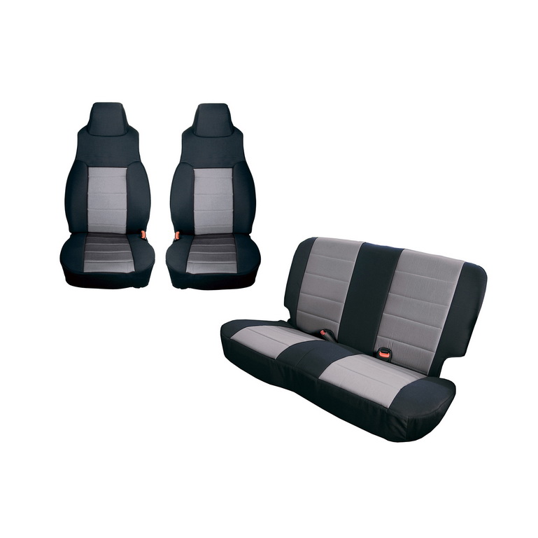 Seat Cover Kit, Black/Gray; 03-06 Jeep Wrangler TJ