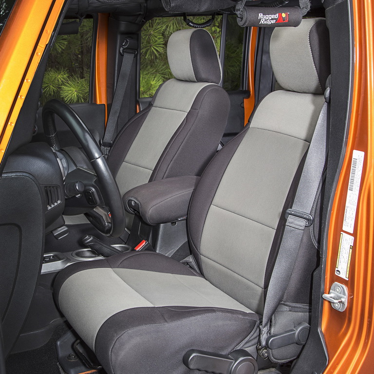 Seat Cover Kit, Black/Gray; 07-10 Jeep Wrangler JK, 2 Door