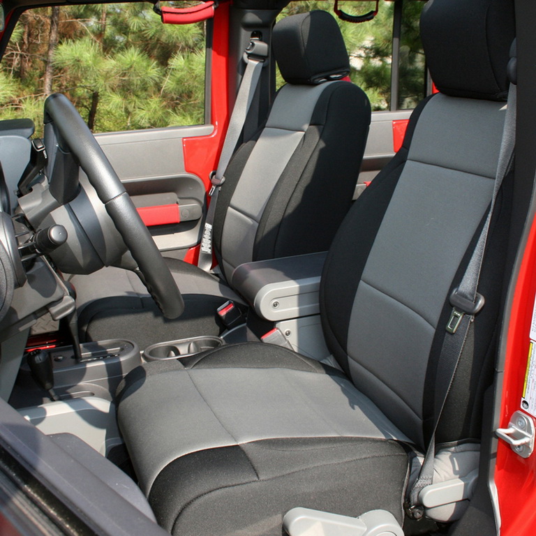 Seat Cover Kit, Black/Gray; 07-10 Jeep Wrangler Unlimited JKU, 4 Door