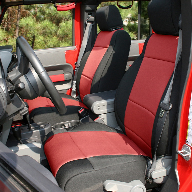 Zestaw pokrowców, czarny/czerwony; 07-10 Jeep Wrangler Unlimited JKU, 4 drzwiowy - 1