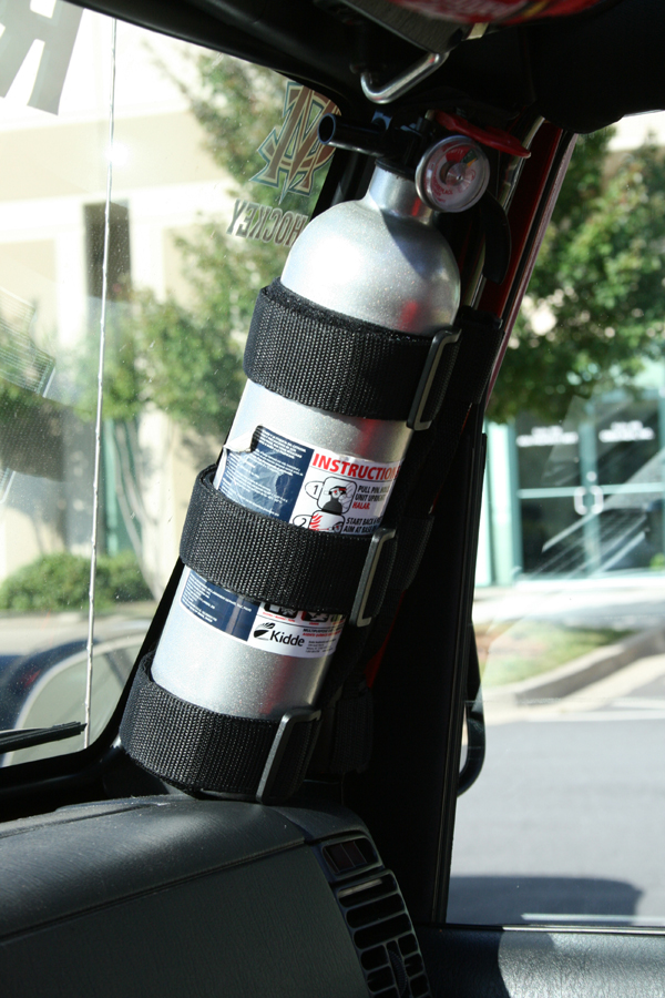 Fire Extinguisher Holder, Sport Bar, Black; 55-21 Jeep CJ/Wrangler / 20-21 Gladiator - 2