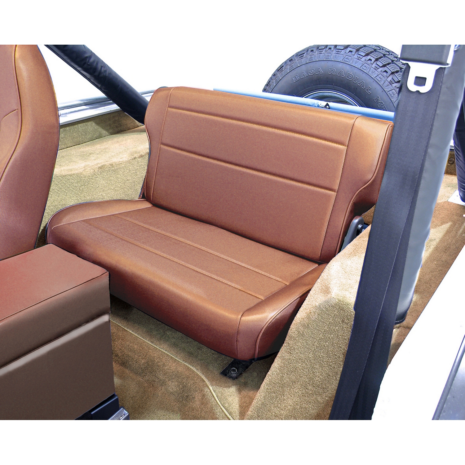 Seat, Rear, Fold/Tumble, Tan; 76-95 Jeep CJ/Wrangler YJ - 1