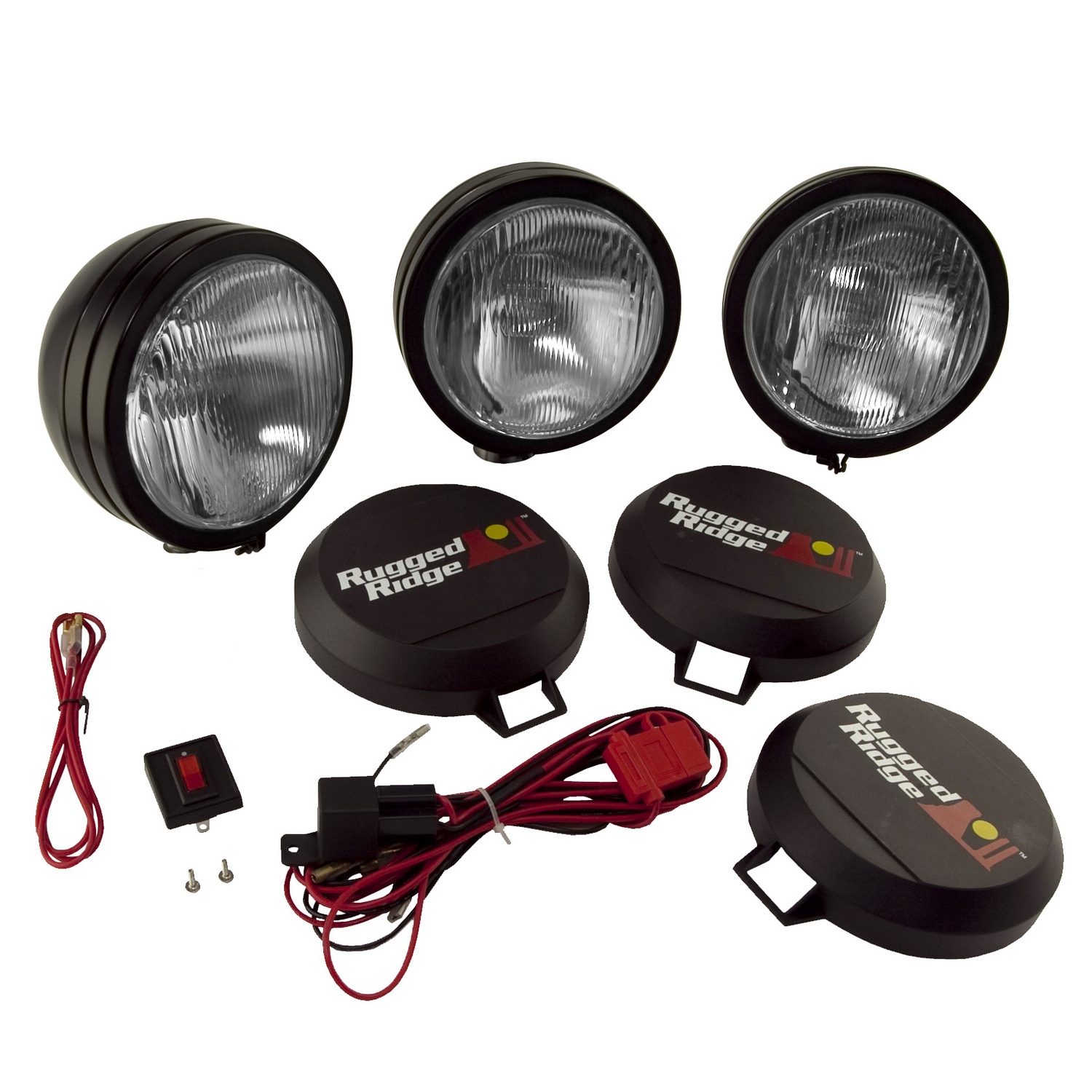 Light Kit, HID, 5 Inch, Round, Black, Steel Housing, 3 Piece