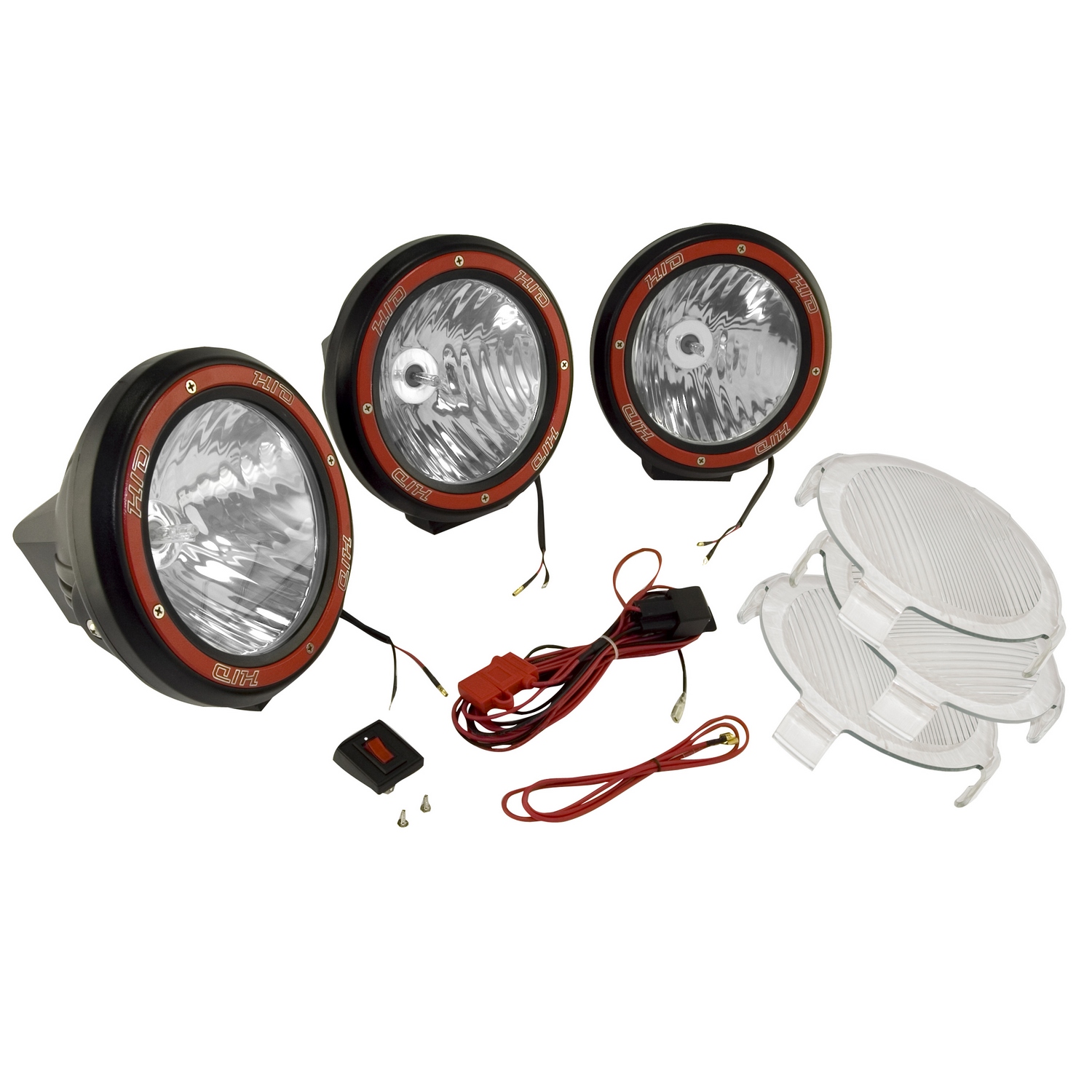Light Kit, HID, 5 Inch, Round, Black, Composite Housing, 3 Piece