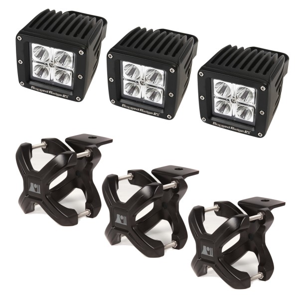 Light Kit, X-Clamp/Square LED, Large, Black, 6 Pieces