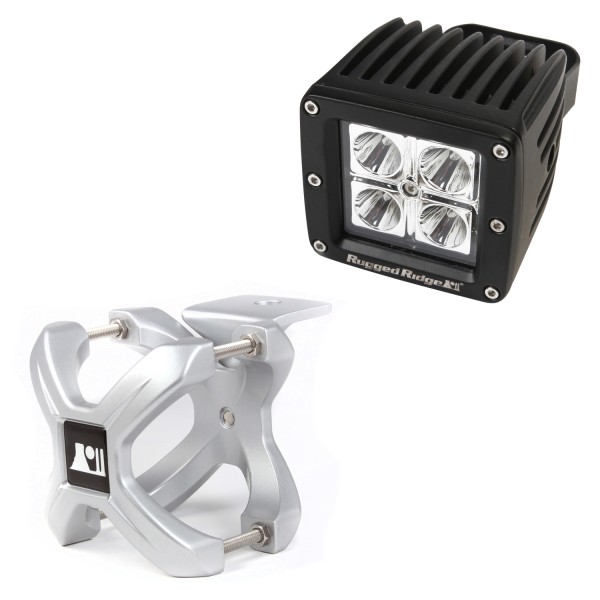 Light Kit, X-Clamp/Square LED, Large, Silver, 2 Piece