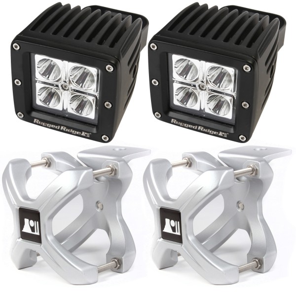 Light Kit, X-Clamp/Square LED, Large, Silver, 4 Pieces