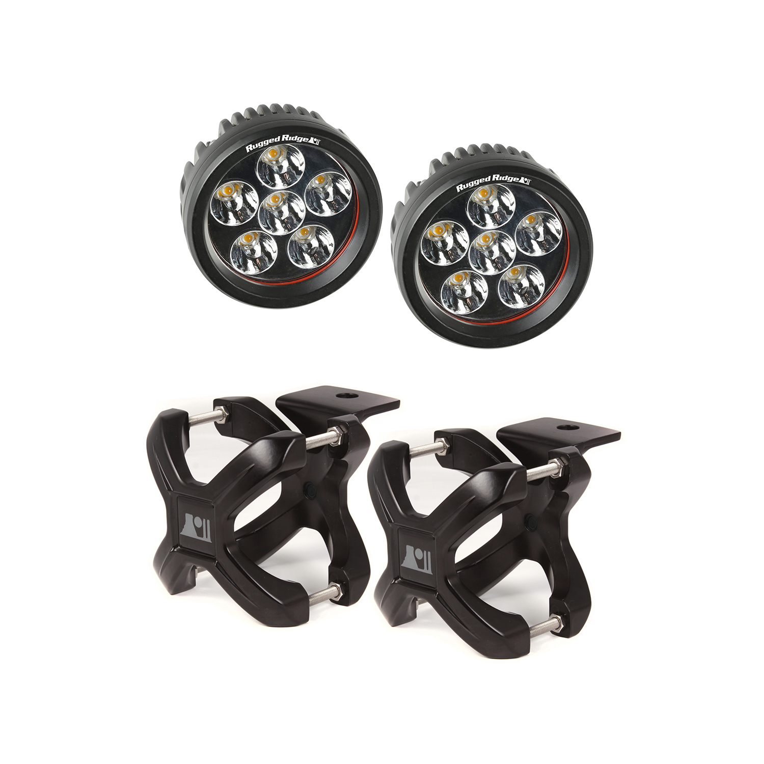 Light Kit, X-Clamp/Round LED, Small, Black, 4 Pieces - 1